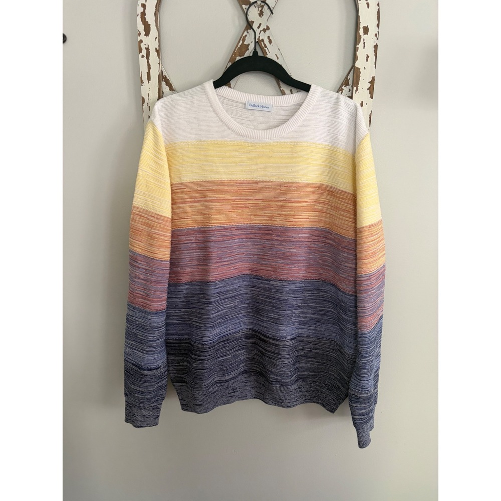 Bullock & Jones Men's Striped Cotton Knit Crewneck‎ Colorful Size Medium